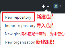 点击 + 号，新建仓库