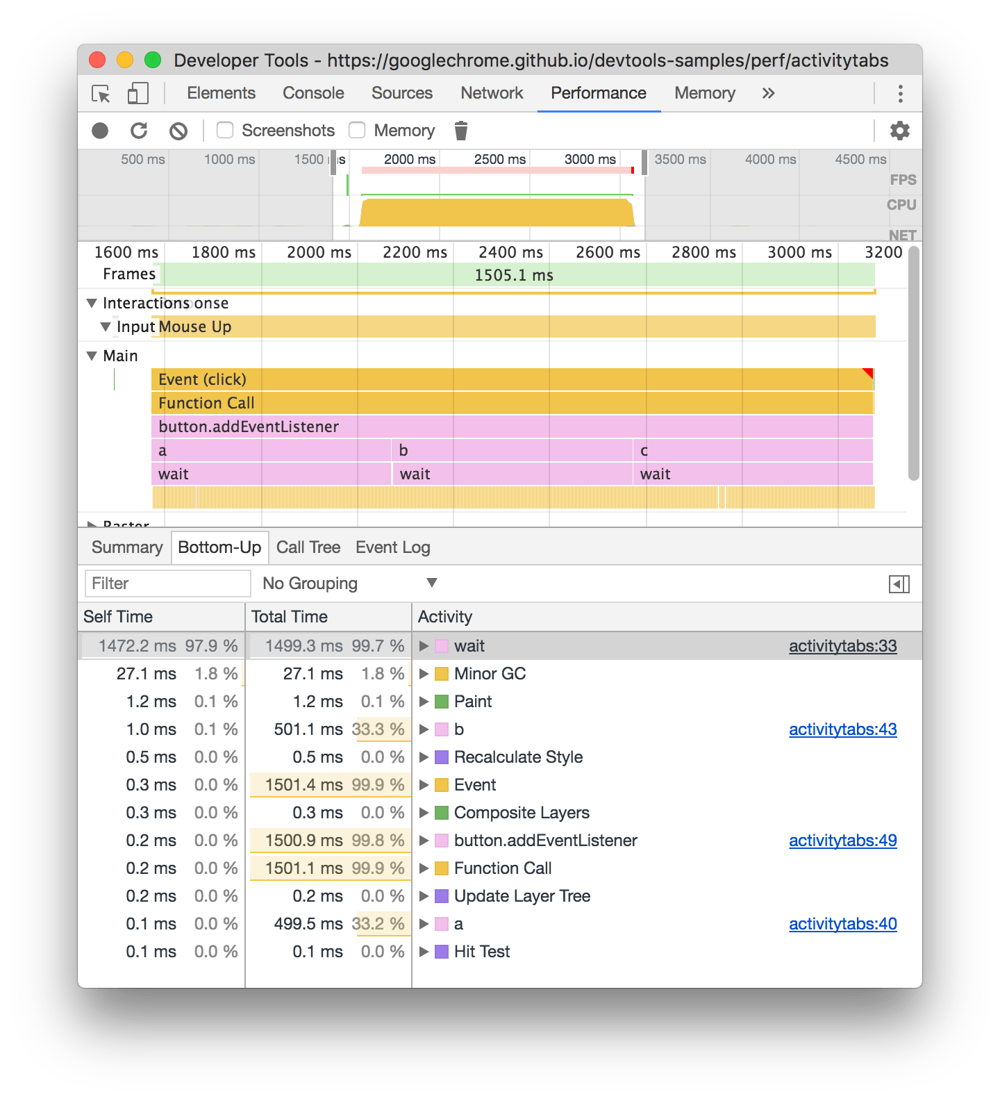 The Bottom-Up tab