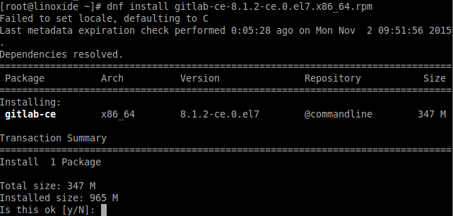 Installing Gitlab Fedora